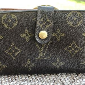 Louis Vuitton Brown Signature Logo Monogram Leather wallet women authentic